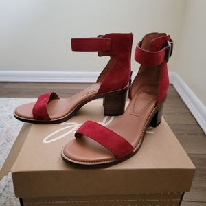 Brand New Zodiac Red Block Heel Suade Sandals Size 8